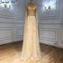 Luxury Designer Grey Nude Arabic Beaded Evening Dress with Cape Sleeves LA71047 - SERENE HILL