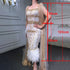 Serene Hill Grey Mermaid Midi Length Evening Dresses Gowns Beaded Sexy Feather Rear Leg Split 2025 For Women Party LA71669 - SERENE HILL