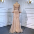 Serene Hill Grey Nude Luxury Evening Dresses Gowns 2025 Beaded Lantern Sleeve Mermaid Elegant For Women Party LA71603 - SERENE HILL
