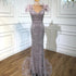 Lilac Luxury Beaded Mermaid Evening Dress Gown with Feathers LA70830 - SERENE HILL