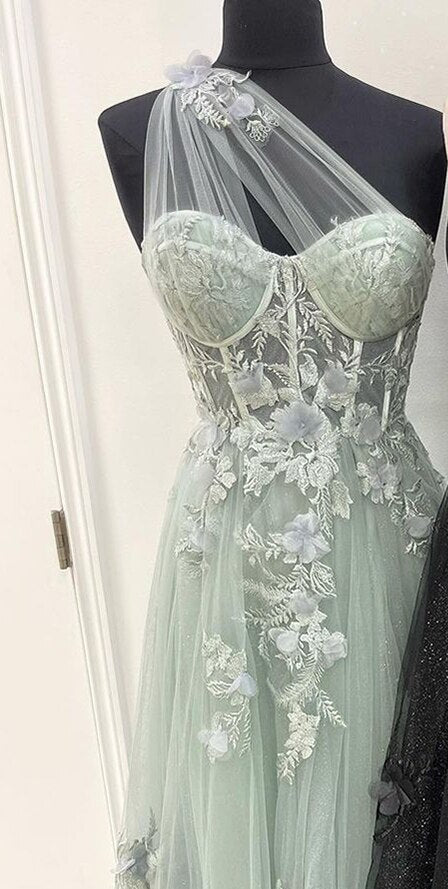 Serene Hill Lilac One Shoulder Split Long 2025 Flower Graduation School Party Gown Celebrity Prom Dresses LA71881 - SERENE HILL