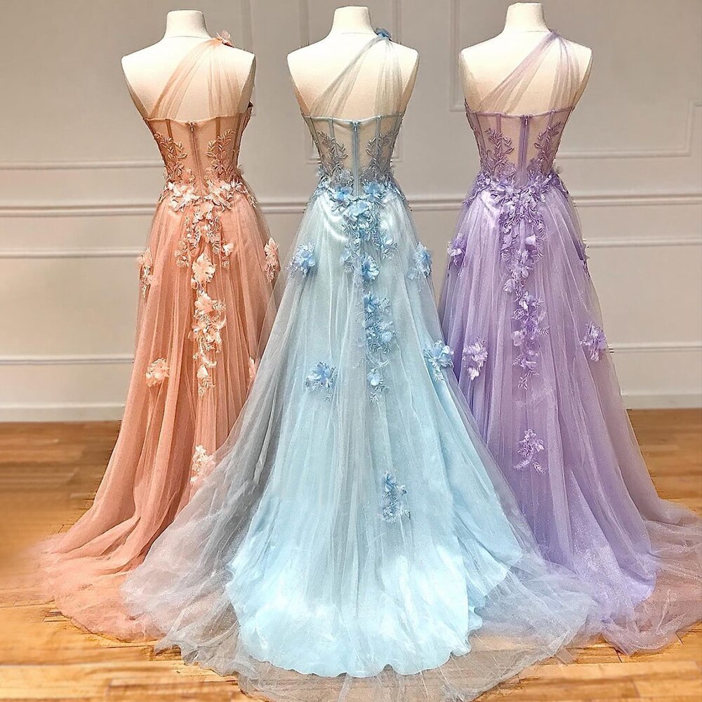 Serene Hill Lilac One Shoulder Split Long 2025 Flower Graduation School Party Gown Celebrity Prom Dresses LA71881 - SERENE HILL
