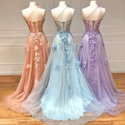 Serene Hill Lilac One Shoulder Split Long 2025 Flower Graduation School Party Gown Celebrity Prom Dresses LA71881 - SERENE HILL