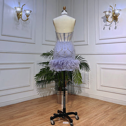 Feathers Nude Short Mini Cocktail Prom Dresses LA72037 - SERENE HILL