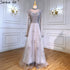 Serene Hill Luxury A-Line Silver Evening Dresses Gowns 2025 Beaded Cape Sleeve For Woman Party LA71443 - SERENE HILL