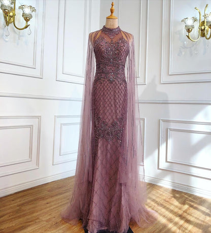 Serene Hill Luxury Navy Blue With Train Evening Dresses Gowns 2025 Mermaid Beading Diamond Elegant For Women Party LA70807 - SERENE HILL