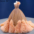 Serene Hill Luxury Orange One Shoulder Wedding Dresses 2025 High-end Beaded Ruched Bridal Dress HM67358 Custom Made - SERENE HILL