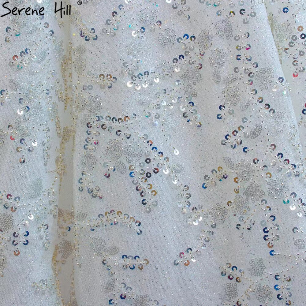 Serene Hill Luxury White Beading Wedding Dresses Gowns 2025 Sparkle Sleeveless Ball Gown Bridal Dress HM67254 Custom Made - SERENE HILL