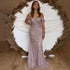Serene Hill Mermaid Luxury Pink Evening Dresses Gowns 2025 Beaded Off The Shoulder Elegant For Woman Party LA71653 - SERENE HILL
