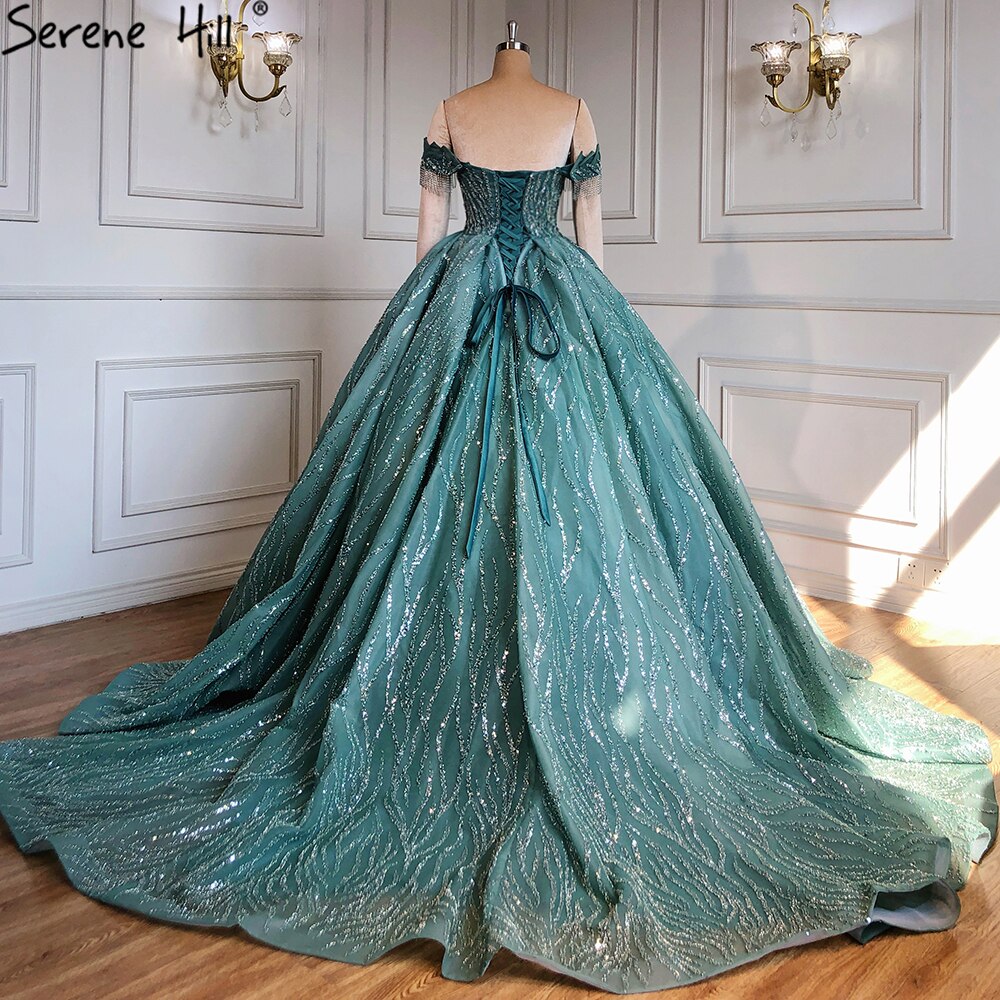 Serene Hill Mint Luxury Beaded Tassel Wedding Dresses 2025 High-end Lace Up Bridal Dress HM67411 Custom Made - SERENE HILL