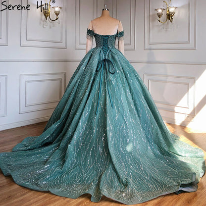 Serene Hill Mint Luxury Beaded Tassel Wedding Dresses 2025 High-end Lace Up Bridal Dress HM67411 Custom Made - SERENE HILL