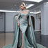 Serene Hill Mint Mermaid Elegant High Collar Beaded Cape Sleeves Luxury Evening Dresses Gowns 2025 For Women Party LA71680 - SERENE HILL