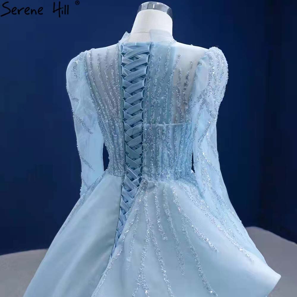 Serene Hill Muslim Blue Lace Up Wedding Dresses 2025 Beaded High-end Blue / 8 Serene Hill Muslim Blue Lace Up Wedding Dresses 2025 Beaded High-end Blue / 8