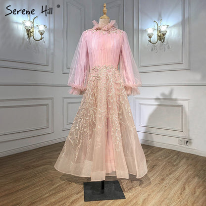 Luxury Champagne Long Sleeve Muslim Evening Dress LA71035 - SERENE HILL