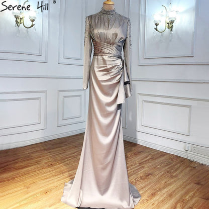 Serene Hill Muslim Fuschia Mermaid Evening Dresses Gowns 2025 Beading Elegant For Women Wedding Party LA71004 - SERENE HILL