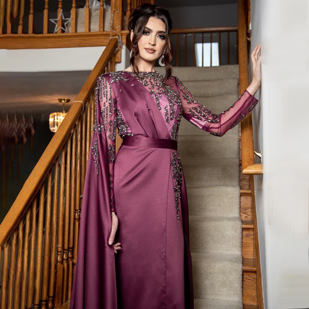 Serene Hill Muslim Grape Purple Luxury Evening Dresses Gowns 2025 High green / 2