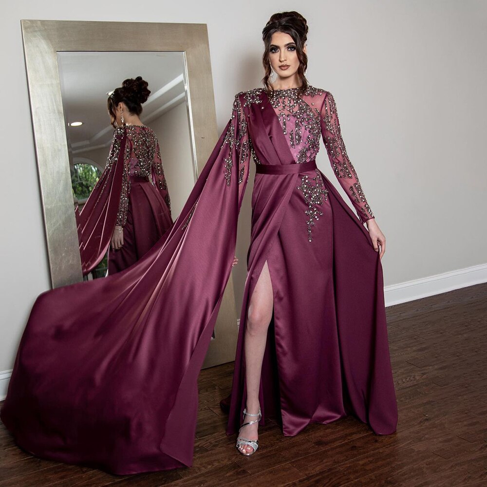 Serene Hill Muslim Grape Purple Luxury Evening Dresses Gowns 2025 High green / 2