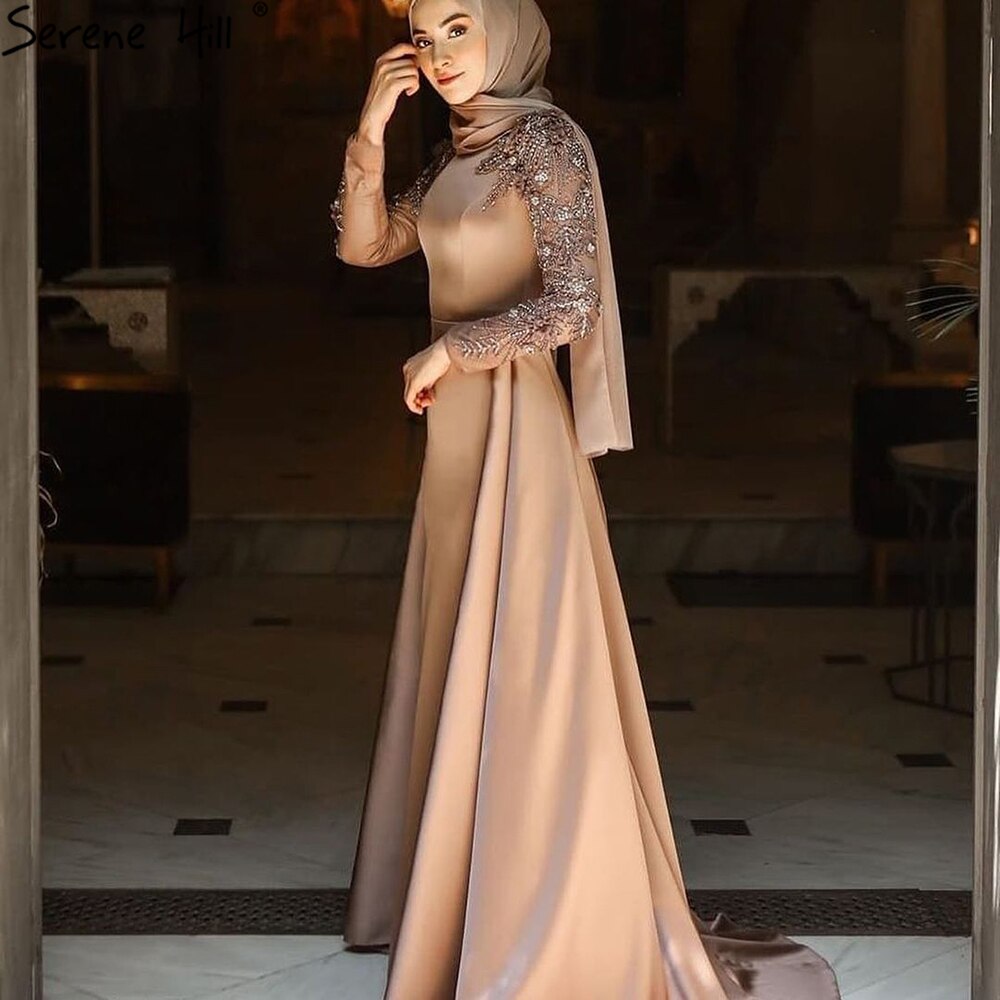 Serene Hill Muslim Green Detachable Skirt Evening Dresses Gowns 2025 Beading Elegant For Women Wedding Party LA71057 - SERENE HILL