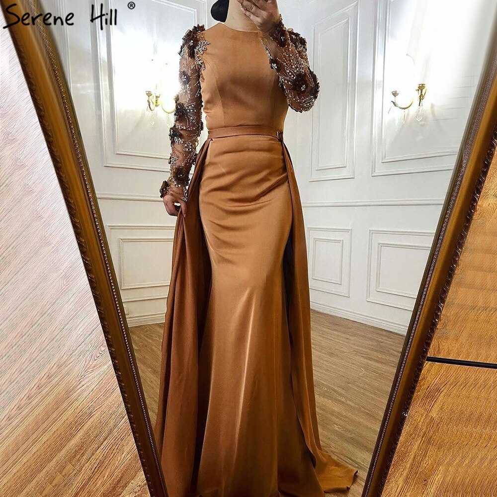 Serene Hill Muslim Green Detachable Skirt Evening Dresses Gowns 2025 Beading Elegant For Women Wedding Party LA71057 - SERENE HILL