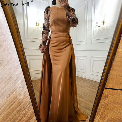 Serene Hill Muslim Green Detachable Skirt Evening Dresses Gowns 2025 Beading Elegant For Women Wedding Party LA71057 - SERENE HILL