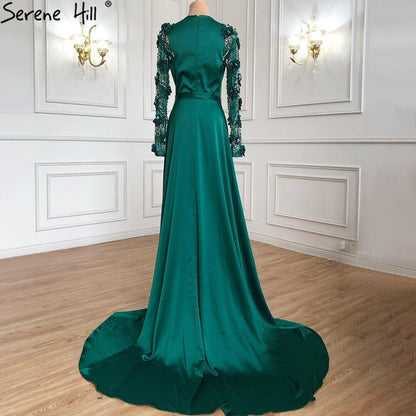 Serene Hill Muslim Green Detachable Skirt Evening Dresses Gowns 2025 Beading Elegant For Women Wedding Party LA71057 - SERENE HILL