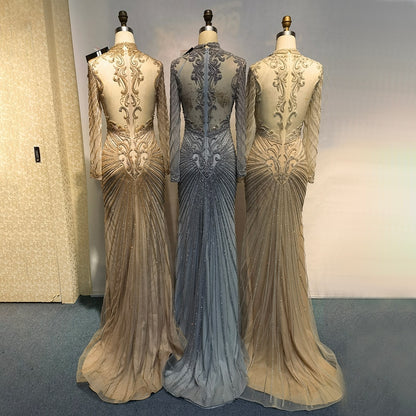 Serene Hill Muslim Green Mermaid Elegant High Neck Luxury Beaded Evening Dresses Gowns 2025 فساتين نسائية شحن مجاني LA71776 - SERENE HILL