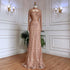 Serene Hill Muslim Green Mermaid Lace Beaded Crystal Luxury Dubai Evening Dresses Gowns For Women Wedding Party 2025 LA71983 - SERENE HILL