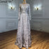 Serene Hill Muslim Grey A-Line Evening Dresses Gowns 2025 Lace Beaded Luxury For Woman Wedding Party LA71211 - SERENE HILL