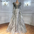 On Sale no return no refundSerene Hill Muslim Grey Mermaid Evening Dresses Gowns 2025 Lace Beaded Crystal With Overskirt For Woman Party LA71172 - SERENE HILL