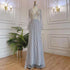 Serene Hill Muslim Grey V Neck Mermaid Beaded Luxury Dubai Evening Dresses 2025 For Women Elegant Party LA71903 - SERENE HILL
