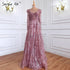 Serene Hill Muslim Luxury Pink Evening Dresses Gowns 2025 A-Line Beaded Lace For Women Party Dress LA71312 - SERENE HILL