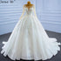 Serene Hill Muslim Luxury Wedding Dresses 2025 Beading Pearls Sexy With Train Bridal Dress HM67257 Custom Made - SERENE HILL