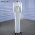 Serene Hill Muslim Mermaid White Evening Dresses Gowns 2025 Luxury Elegant Beaded For Women Party HM67335 - SERENE HILL