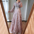 Serene Hill Muslim Pink Luxury Evening Gowns 2025 Flowers Crytsal Long Lantern Sleeves Formal Dress Design LA70779 - SERENE HILL