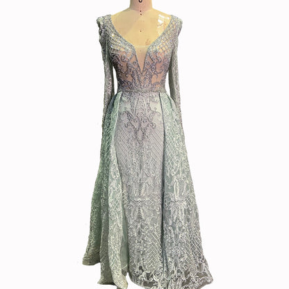 Serene Hill Muslim Pink Mermaid Elegant Luxury With Train Evening Party Wear Dresses Gowns 2025 For Women Plus Size LA70159 - SERENE HILL