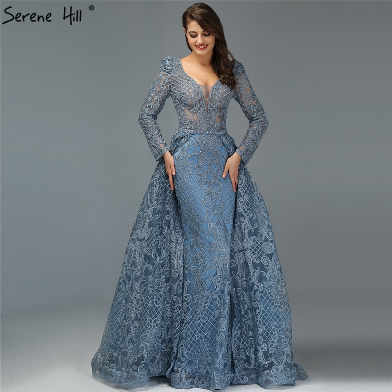 Serene Hill Muslim Pink Mermaid Elegant Luxury With Train Evening Party Wear Dresses Gowns 2025 For Women Plus Size LA70159 - SERENE HILL
