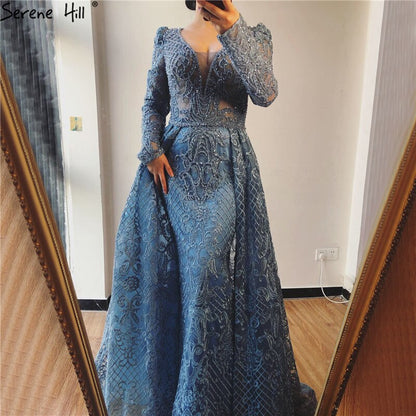 Serene Hill Muslim Pink Mermaid Elegant Luxury With Train Evening Party Wear Dresses Gowns 2025 For Women Plus Size LA70159 - SERENE HILL