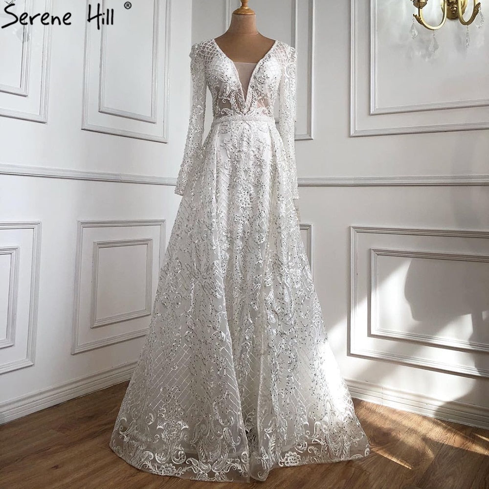 Serene Hill Muslim Pink Mermaid Elegant Luxury With Train Evening Party Wear Dresses Gowns 2025 For Women Plus Size LA70159 - SERENE HILL