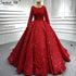 Serene Hill Muslim Red Luxury Wedding Dresses 2025 Sparkle Beaded Long Sleeves Bridal Gowns HA2513 Custom Made - SERENE HILL