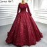 Serene Hill Muslim Red Luxury Wedding Dresses 2025 Sparkle Beaded Long Sleeves Bridal Gowns HA2513 Custom Made - SERENE HILL