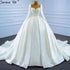 Serene Hill Muslim Satin White Luxury Wedding Dresses 2025 Beading Pearls Ball Gown Bridal Dress HM67259 Custom Made - SERENE HILL