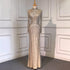 Serene Hill Muslim Sliver Nude Elegant Mermaid High Neck Evening Dresses Gowns Beaded Luxury 2025 For Women Party LA71735 - SERENE HILL