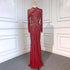 Serene Hill Muslim Sliver Nude Elegant Mermaid High Neck Evening Dresses Gowns Beaded Luxury 2025 For Women Party LA71735 - SERENE HILL