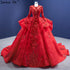 Serene Hill Muslim Sparkle Red Wedding Dresses 2025 Ruched Lace Luxury Bride Gowns HM67298 Custom Made - SERENE HILL