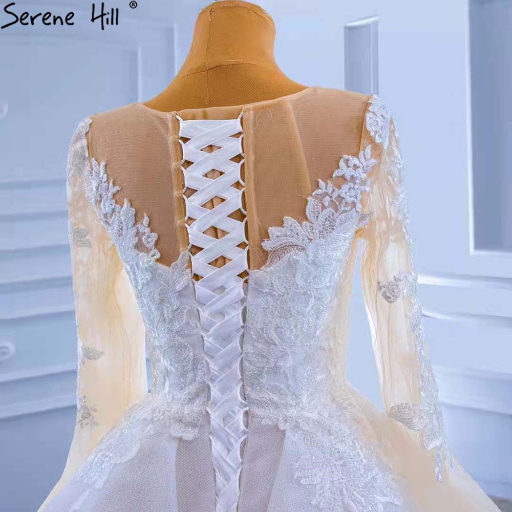 Serene Hill Muslim White OverSkirt Wedding Dresses Gowns 2025 Mermaid Elegant Lace High-end Bridal Dress HM67416 - SERENE HILL