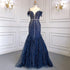 Luxury Feathers Navy Blue Prom Evening Dresses LA71656 - SERENE HILL