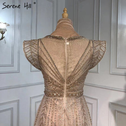 Serene Hill Nude Luxury Overskirt Evening Dresses Gowns 2025 Beaded Mermaid Sexy For Women Party LA71335 - SERENE HILL
