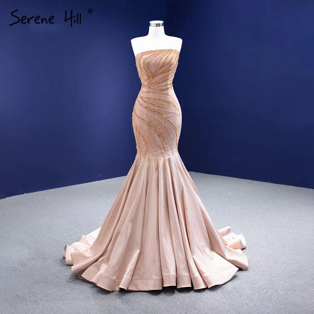 Serene Hill Nude Mermaid Sexy Evening Dresses Gowns 2025 Beaded Elegant High-end For Women Party HM67320 - SERENE HILL