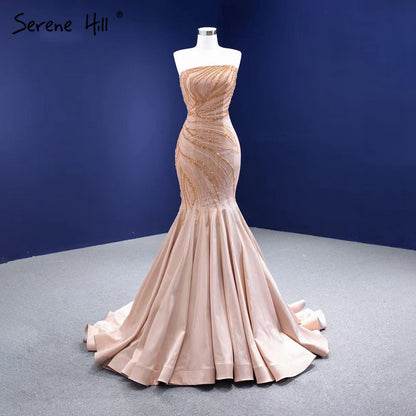 Serene Hill Nude Mermaid Sexy Evening Dresses Gowns 2025 Beaded Elegant High-end For Women Party HM67320 - SERENE HILL