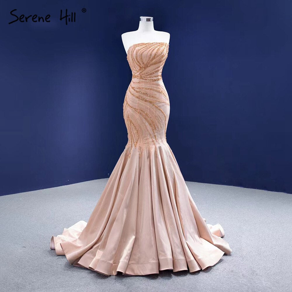 Serene Hill Nude Mermaid Sexy Evening Dresses Gowns 2025 Beaded Elegant High-end For Women Party HM67320 - SERENE HILL